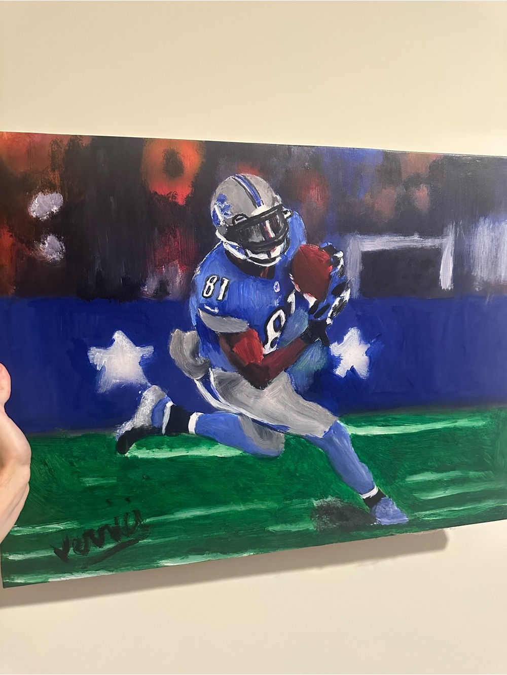 Calvin Johnson original painting 18x24 Ford Firld painting 1/1 on canvas